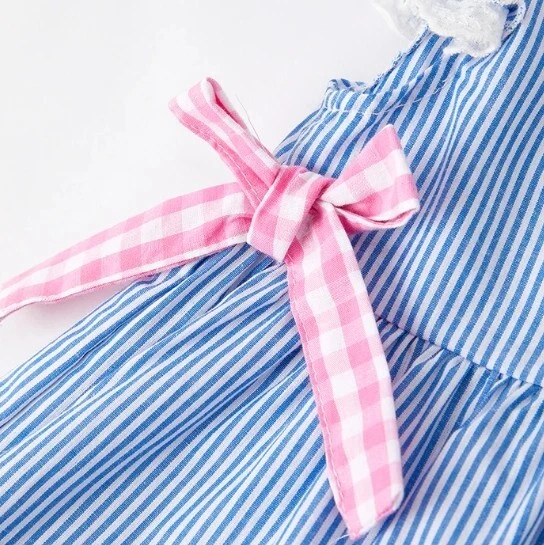 NEW Back to School Pencil Girls Boutique Blue Striped Dress - Image 2 of 4