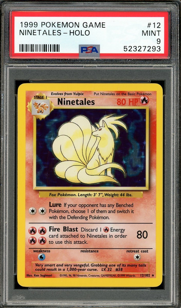 1999 PSA 9 Pokemon Base Set Ninetales Holo Rare 12/102 Card Mint