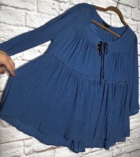 Large New Sky Blue Babydoll Rayon Gauze Tiere...