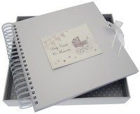 Baby Card & Memory Book Silver Pram & Bunting Baby Card & Memory Book Silver Pram & Bunting