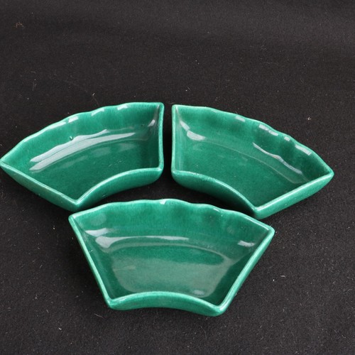 3 Stoneware Green Glaze Condiment Serving Bowls - Picture 2 of 9