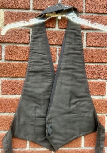 20s Antique Black Wool & Faille Cutaway Tuxedo Tailcoat Vest, Pants Size 38 - Picture 7 of 14
