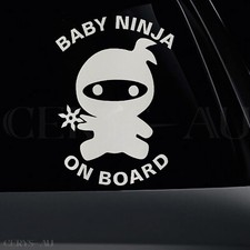 Baby Ninja On Board Stickers Silver Car Vinyl Decal Sign Sticker Warning Window