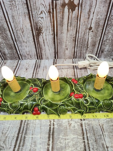 1986 Ceramic Christmas Lights Decoration Three Lights Cord Switch Rare Hand Made - Picture 3 of 13