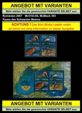 Romania 2007 Black Sea Fauna, Growler Rooster, Dolphin Mi.6163-66, Block 393