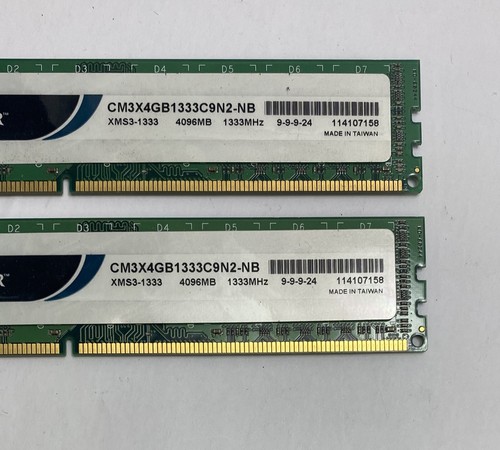 8GB (2 x 4GB) Corsair CM3X4GB1333C9N2-NB PC3-10600U 1333MHz DDR3 Computer Memory - Picture 2 of 3