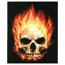 Skull On Fire Back Patch XL Iron-On FotoPatch