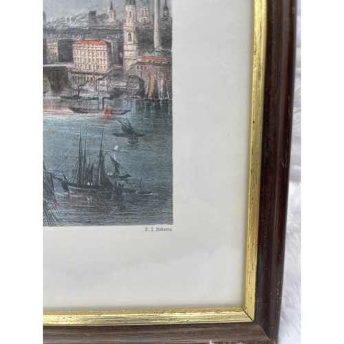 Antique Color Engraving Framed General View of London E I Roberts W H Bartlett - Picture 6 of 9