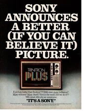 1976 Sony Trinitron Plus Color TV Set "It's A Sony" Televsion Print Ad