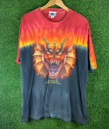 Universal Studios Dueling Dragons Graphic Tie Dye Single Stitch T-Shirt Size XL - 第 1/10 張圖片