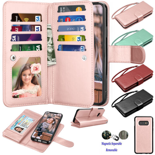 For Samsung Galaxy S9/S7/S8/S10 Plus S20 Plus Note 10+ Leather Wallet Case Cover - Picture 1 of 26