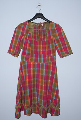BLUTSGESCHWISTER Womens Cotton Multicolor Check Dress Size XL