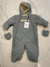 7 A.M. Enfant Benji Water Repellent Hooded Snowsuit with Attached Mittens 6-12M