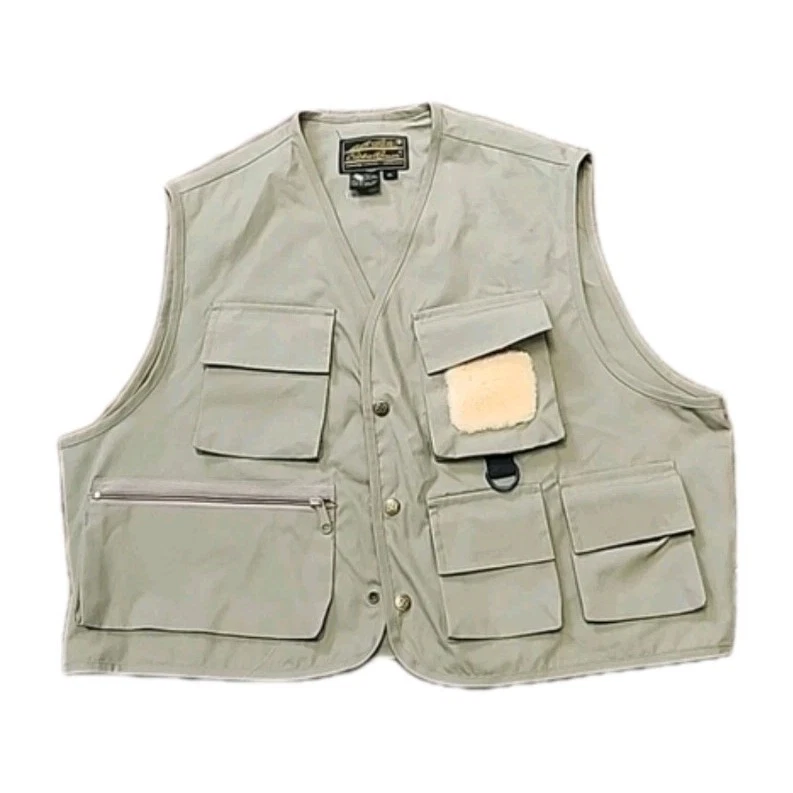 Vtg 90s NEW Eddie Bauer Fly Fishing Vest Mens XL Beige Khaki Utility Pockets