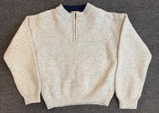 VTG WOOLRICH GREY 100 WOOL HEATHER Gray 1/4 ZIP PULLOVER SWEATER L