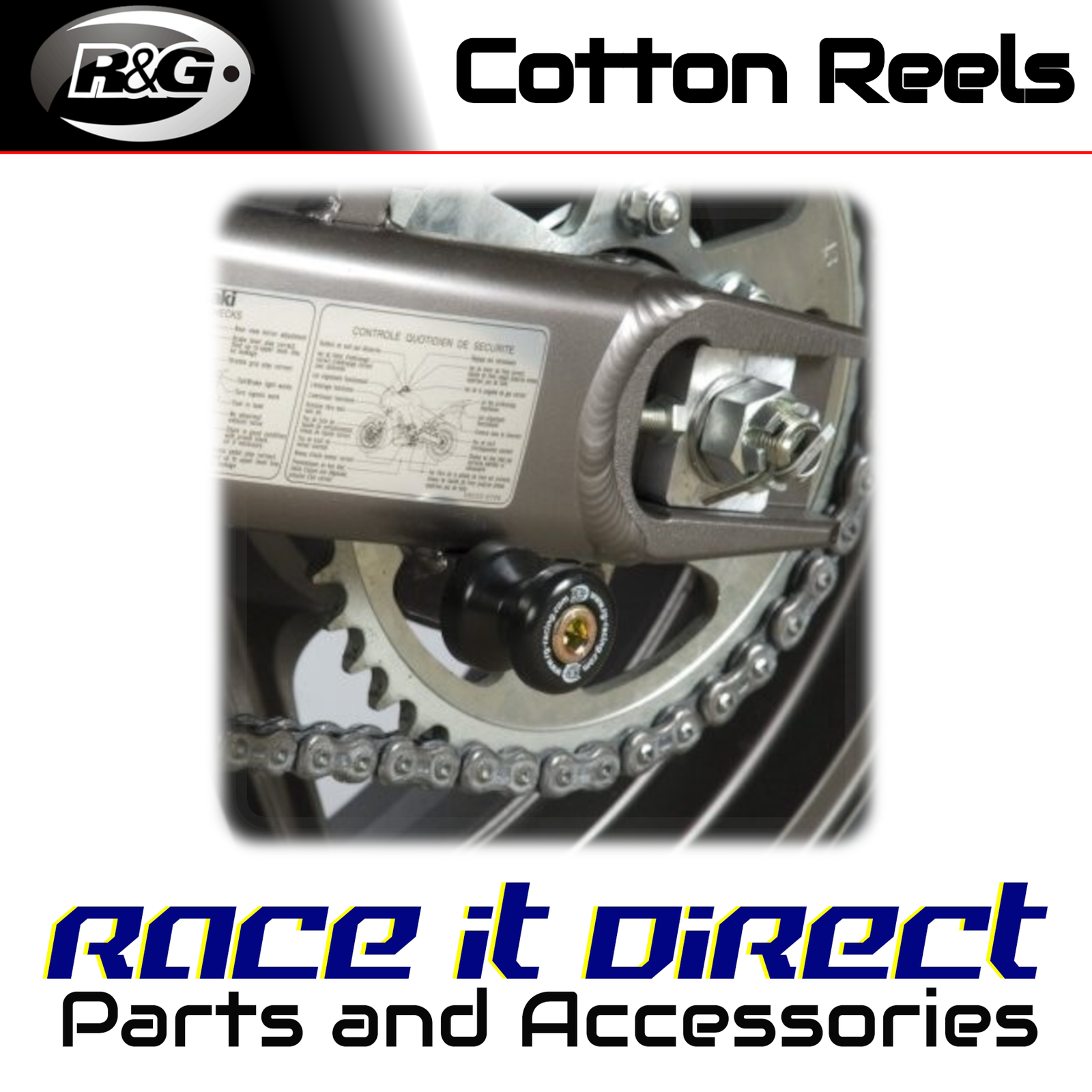 Cotton Reels for KTM 390 Duke 2013-2023 White R&G
