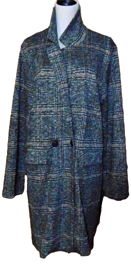 PHILOSOPHY MUJER NEGRO, MARRÓN, BLANCO ABRIGO LARGO BLAZER CHAQUETA ABRIGO~XL Foto 4 de 4