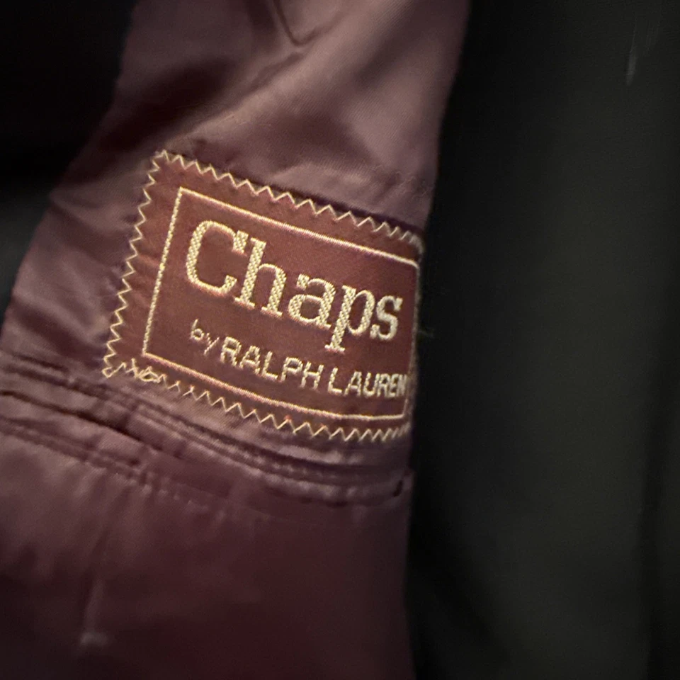 Chaps Ralph Lauren Esmoquin Negro 40R, Pantalones 36 x 32, Rojo/Dorado Paisley Cumberbund Foto 3 de 4