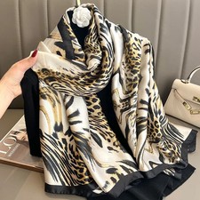 Luxury Silk Feel Beach Scarf for Women Large Square Shawl Bandana Sunscreen Wrap