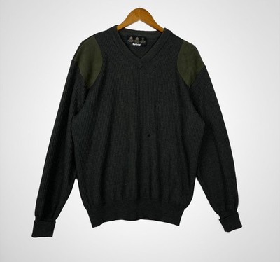 Barbour Loren D1302 Sporting V-Neck Merino Wool Knit Green Sweater Men s Sz Lg