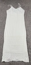 Freshman 1996 Dress Womens XS White Crochet Midi Bodycon Boho Beach Bridal Tank