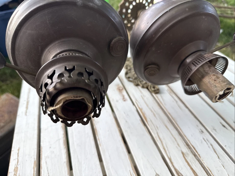 Pair Antique Brass Namna TTO MONNE Wall Sconce Fuel Oil Lamp 12x8 - Image 3 of 4