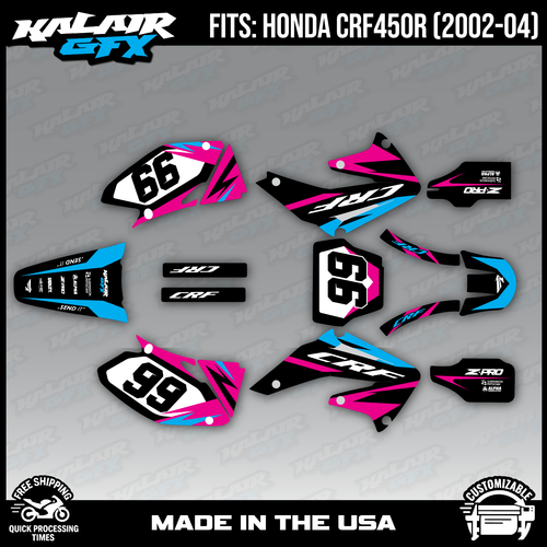 Graphics Kit for HONDA CRF450R (2002-2004) CRF 450R Division - Pink - Picture 1 of 4