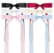 2x Satin Hair Bows with Metal Clips and Tassels - Bowknot Hair Barrettes... 80