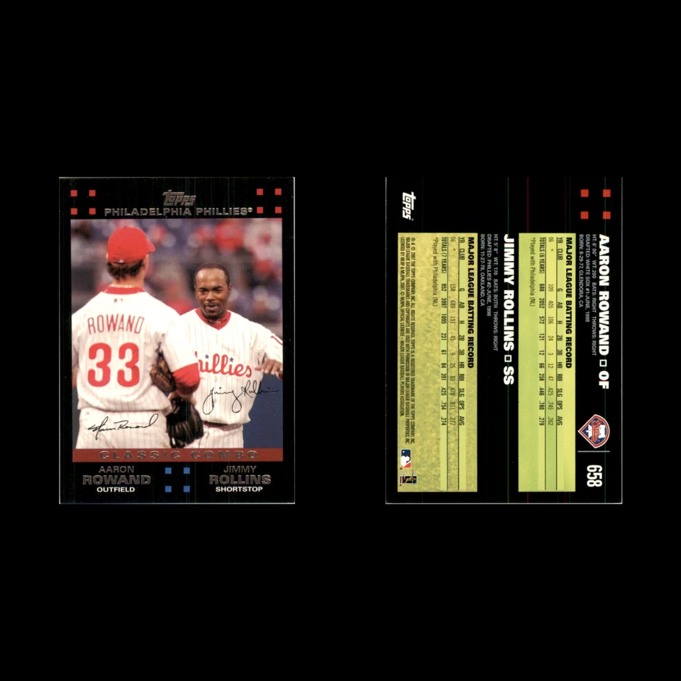 Aaron Rowand/Jimmy Rollins #658 2007 Topps Philadelphia Phillies Baseball Card - Image 3 of 3