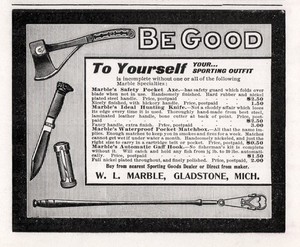 1901 h Marble Co Sports Axe Knife Gaff Hook  Print Ad