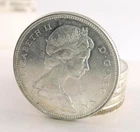 Lot 6 Coins 1965 Canada 80% Silver Dollar Canoe 3.6oz ASW Large Beads Blunt 5 BU