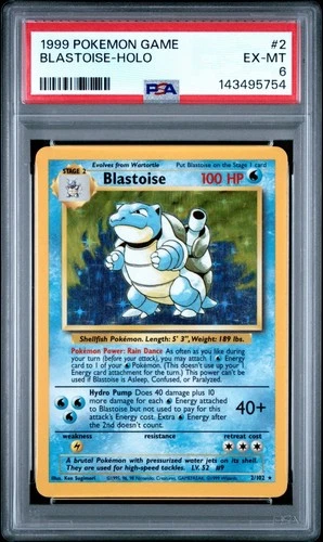 1999 POKEMON BASE SET UNLIMITED #2 BLASTOISE-HOLO PSA 6