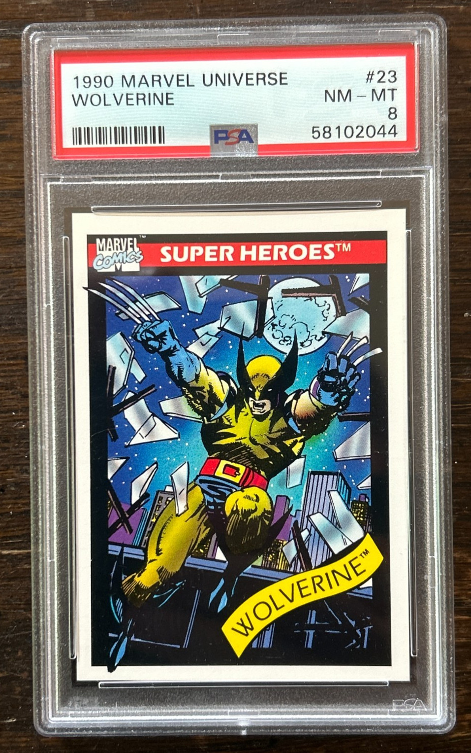 WOLVERINE PSA 8 NM - MT 1990 IMPEL MARVEL UNIVERSE #23 Graded Card Hulk vs X-Men