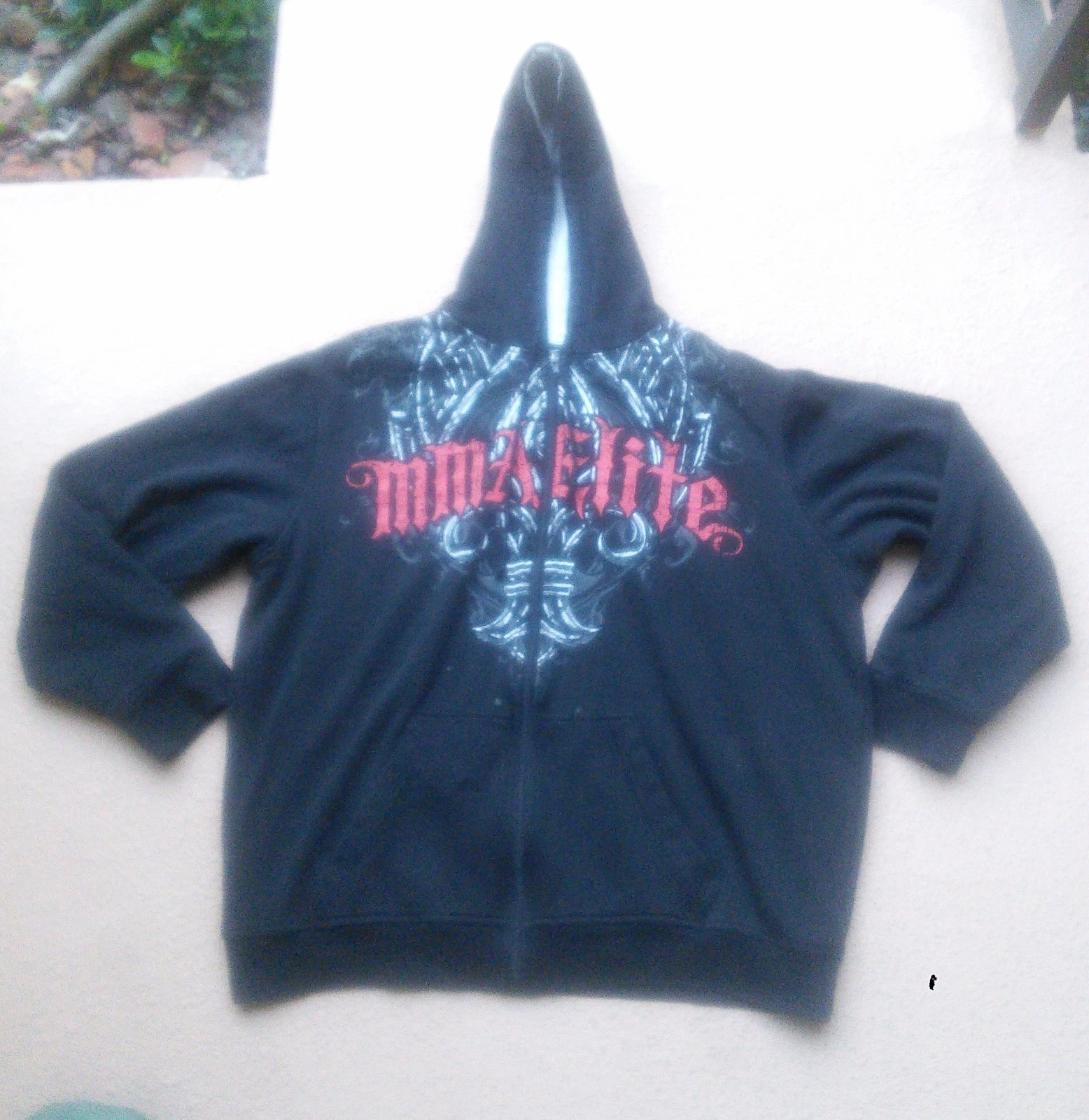 Vintage Y2K 2000s Men's MMA Elite Hoodie Thermal Lined Black Full Zip Sz XL