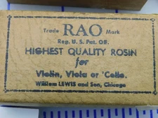 Vintage RAO Violin Rosin, Original Box, William  Lewis & Sen