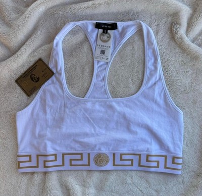 Versace White Scoop Greca Sports Bra - Size 5 - Brand New - Authentic