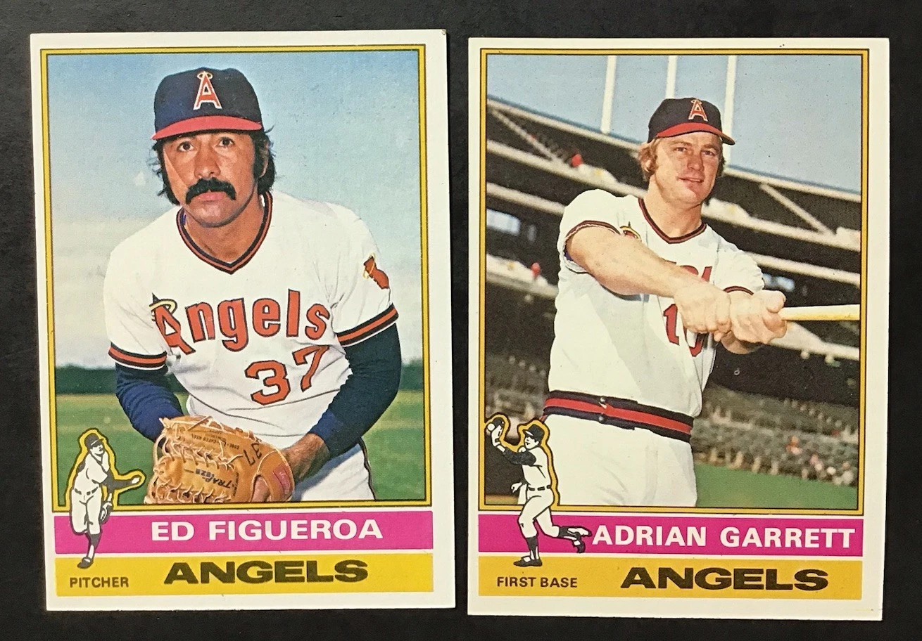 1976 Topps California Angels Ed Figueroa #27 & Adrian Garrett #562 FREE SHIPPING