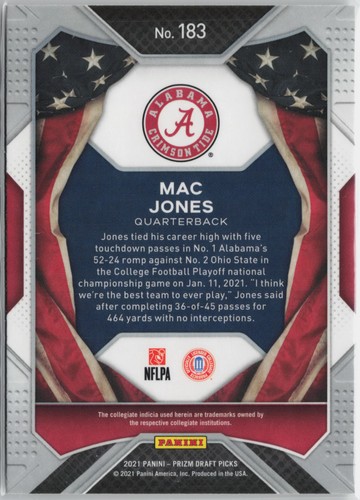 Mac Jones 2021 Panini Prizm Draft Picks Collegiate - Bild 2 von 2