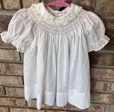 Vintage The SMOCKERY Baby Girl s Size 24 White Smocked Dress
