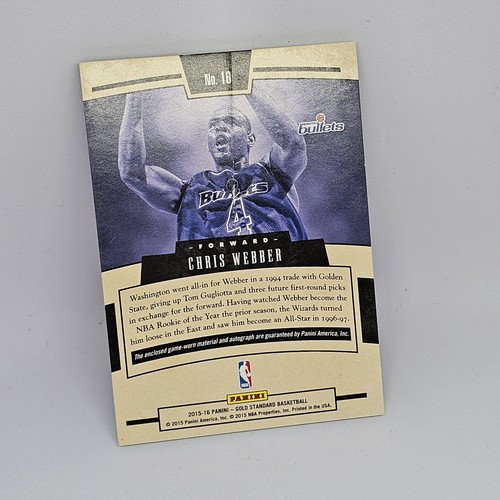 2015-16 Panini Gold Standard Jersey Auto Chris Webber - Picture 5 of 5