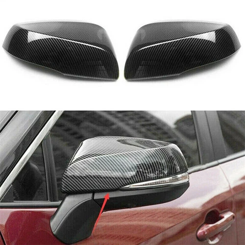Carbon Fiber Rearview Mirror Side Lid Cover Trim For 2019-2025 Toyota RAV4 2pcs