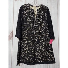 Xhilaration Dress Womens Small Black Lace Long Sleeve Lined Boho Festival Tassel