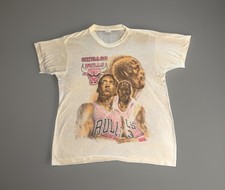 Vintage 90s Chicago Bulls Rap Tee Michael Jordan Dennis Rodman Scottie Pippen XL