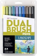 Tombow 56169 Dual Brush Pen Art Markers Color Landscape 10-Pack Blendable Brush
