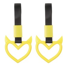 2 Pcs Heart-Shaped Car Handle Straps Rear Bumper Warning Ring Yellow/Black