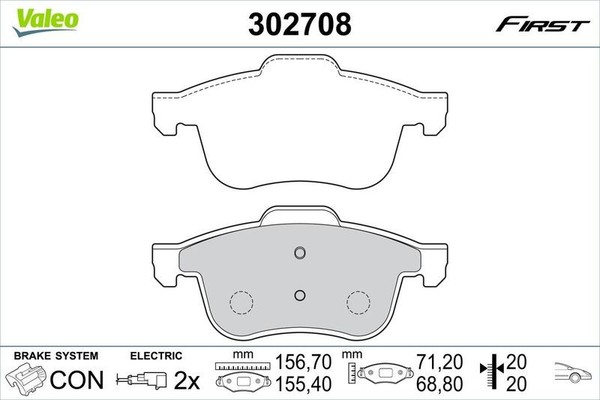 Valeo Bremsbelagsatz, Scheibenbremse 302708-image
