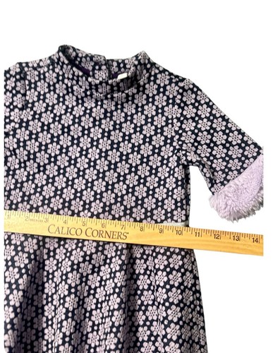 Janie And Jack Girls Dress 3T Purple Floral Faux Fur Cuff 70s VTG Retro Look B4 - Picture 8 of 15