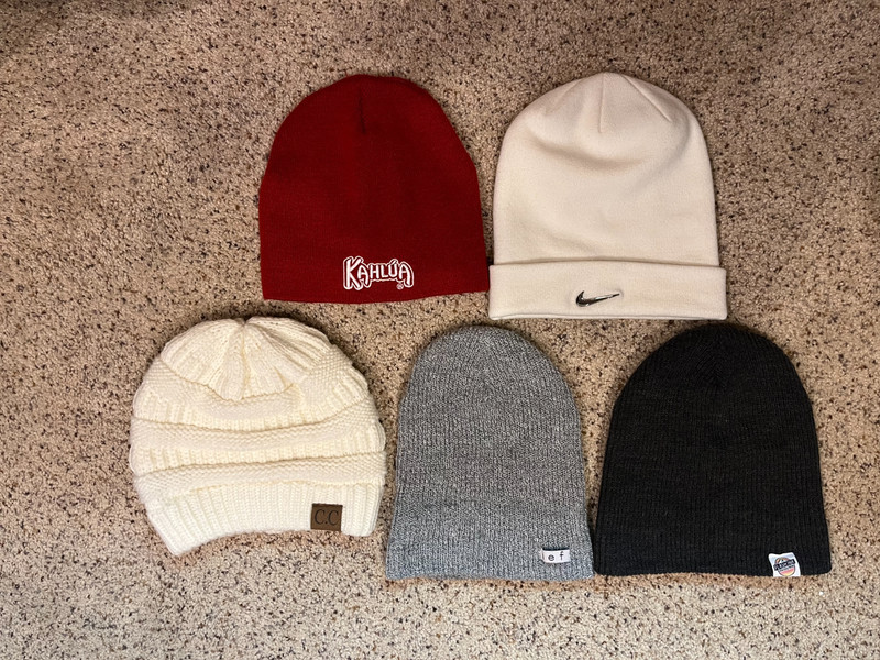 Lot of 5 Beanies Hats - Nike - CC - Nef - Kahlua - One Size - EUC