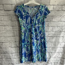 PREOWNED LILLY PULITZER SHORT SLEEVE TSHIRT BLUE GREEN DRESS WOMENS XSMALL XS 