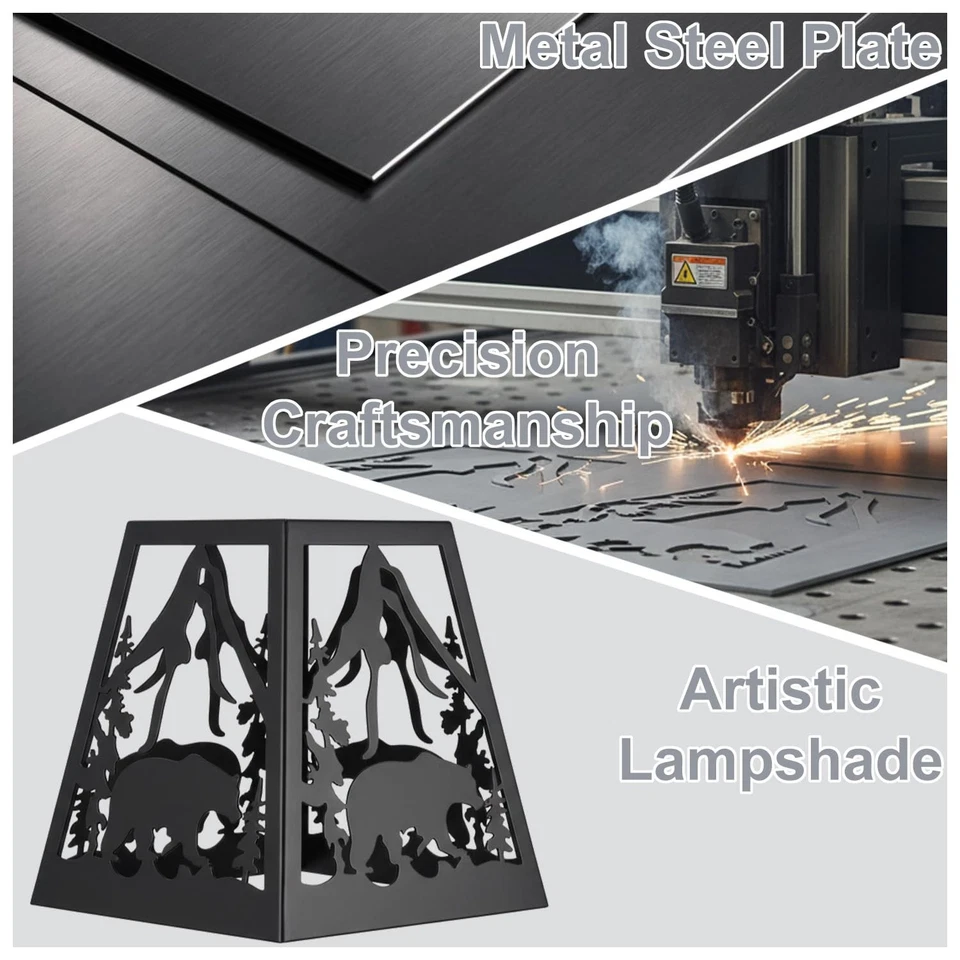 Lámpara de Pared Enchufable, Soporte de Estante de Madera de Metal Mate Oso Apliques Rústicos Lámpara de Pared... Foto 4 de 4